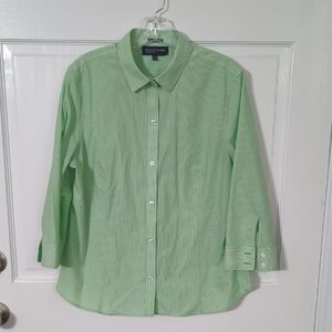 Jones New York Green Casual Button Down Shirt